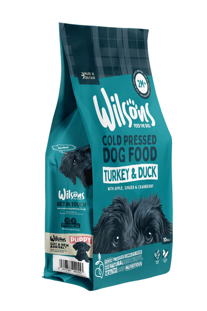 Wilsons Turkey & Duck Premium British Cold Pressed Dog Food 2kg – Grain Free & Chicken Free - Pure Dog K9